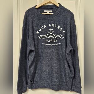 Boca Grande Florida unless summer logo Navy Gray knit sweatshirt size XL